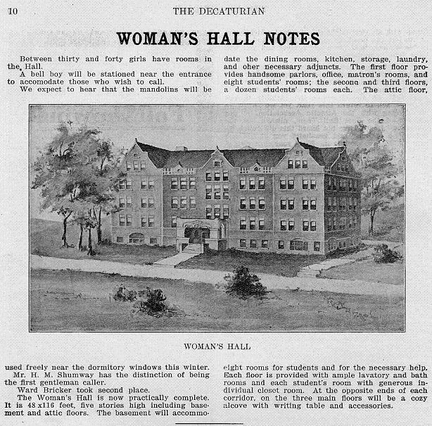 Women's Hall in the Decaturian September 1907 page 10