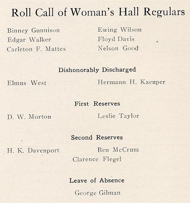 Roll Call of Woman’s Hall Regulars