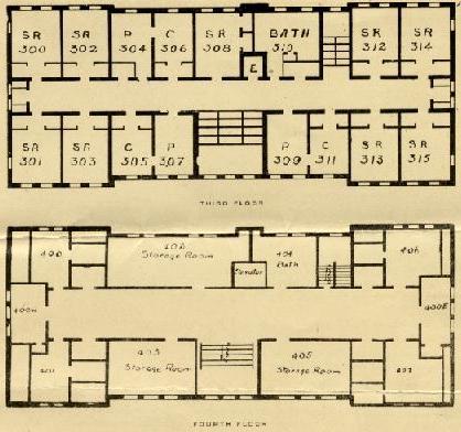 Aston Hall Third and Fourth Floor original floor plan