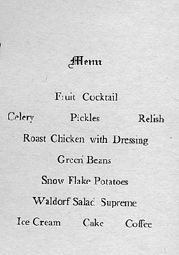 Dance card menu