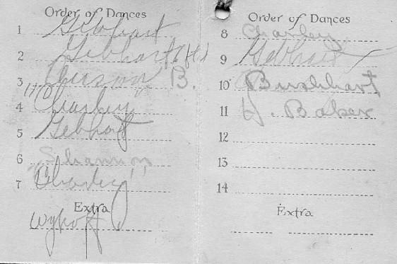Interior of dance card