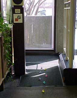 photo of Peeps exiting the library