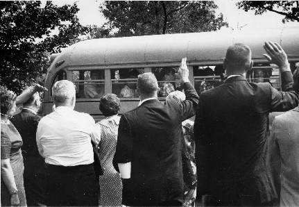 Parents wave goodbye
