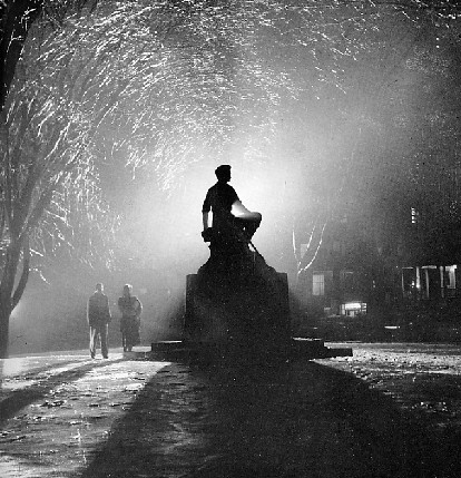 Night view of front campus in 1953