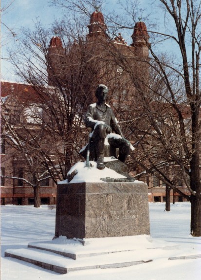 Winter Image of front of statue