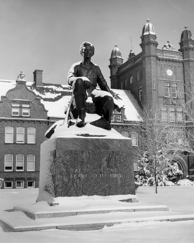 Winter Image of front of statue