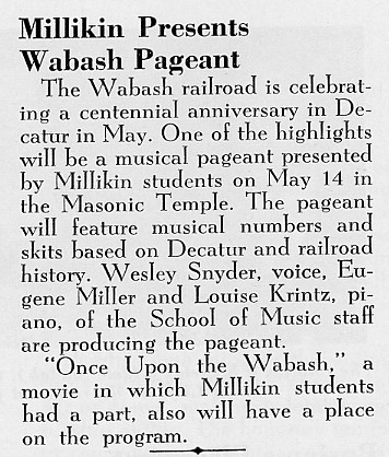 Article from Millikin's Alumni Bulletin May 1954 (p2)
