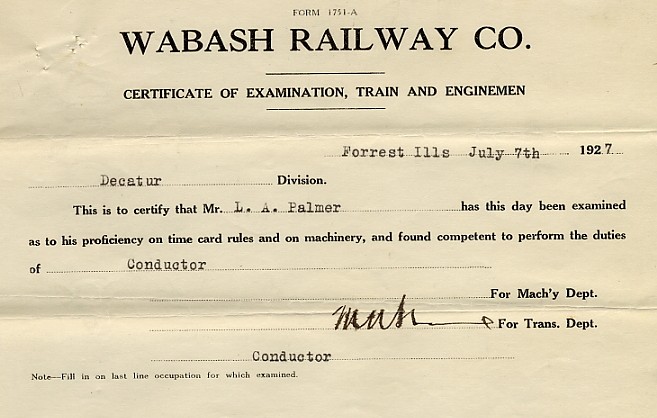 July 7, 1927 certificate