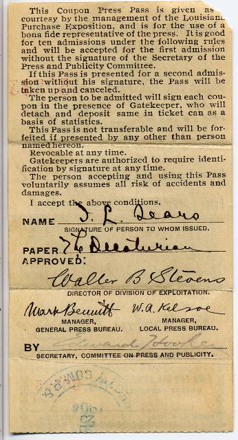 Press Pass to 1904 World&#039;s Fair