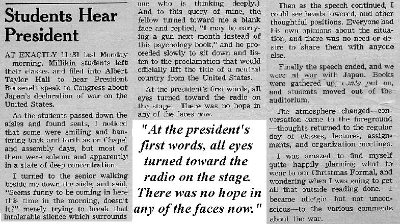 Student hear president, December 1941 Decaturian