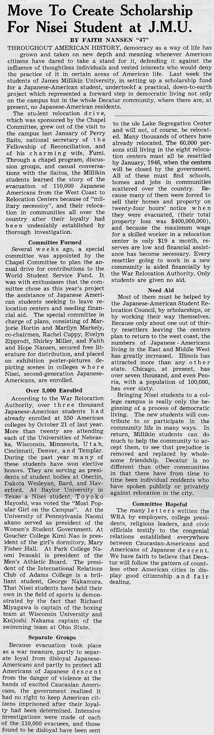 Move to create scholarships, April 1945 Decaturian