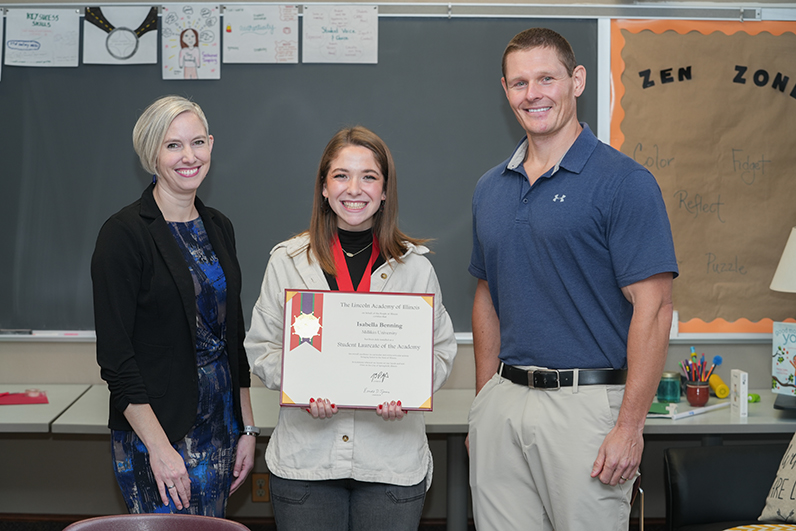 Isabella Banning receiving an award