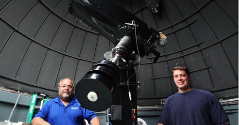 Dan Miller (emeritus Prof. of Mathematics) and me in the Requarth Observatory.