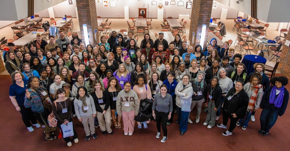 large group of students posing for photo