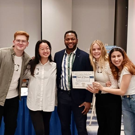 five students receiving best of show award 
