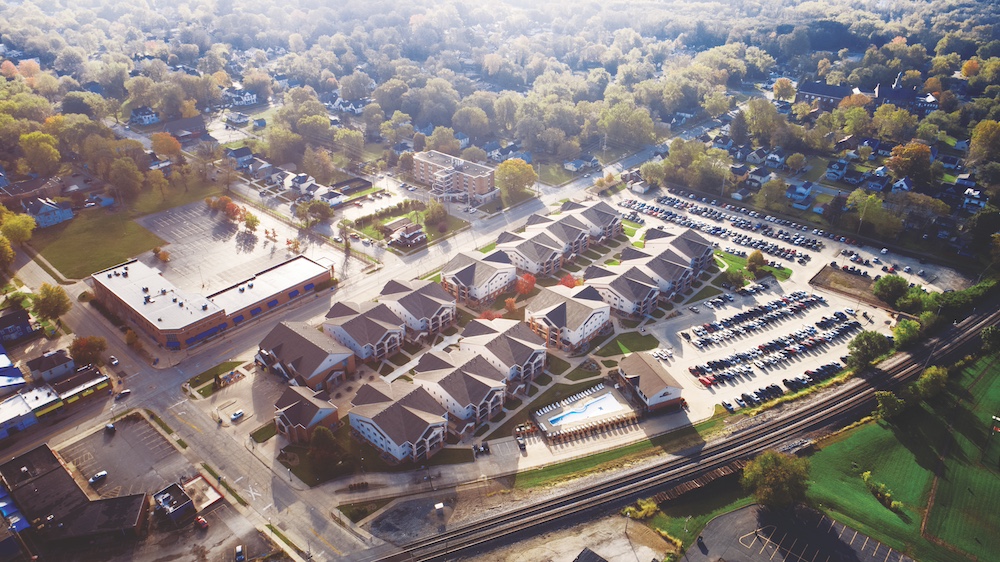 Aerial view of woods apartments