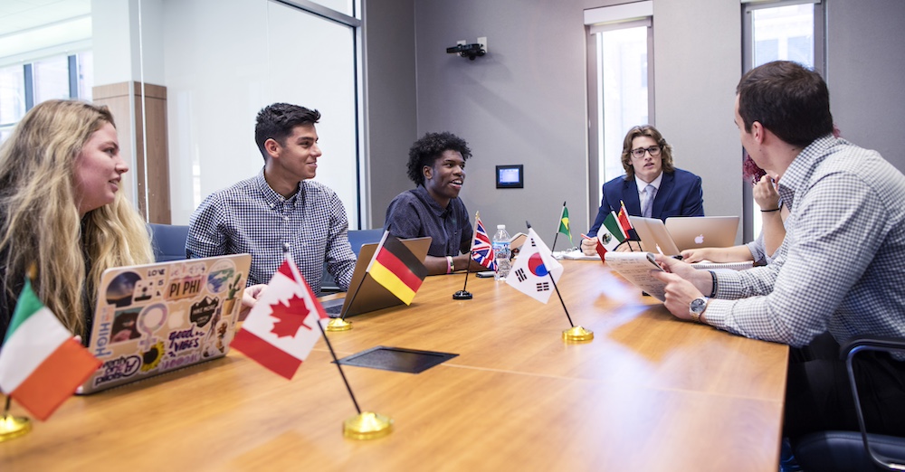 students at table