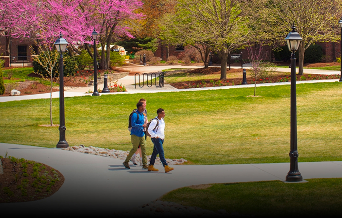 students walking on campus