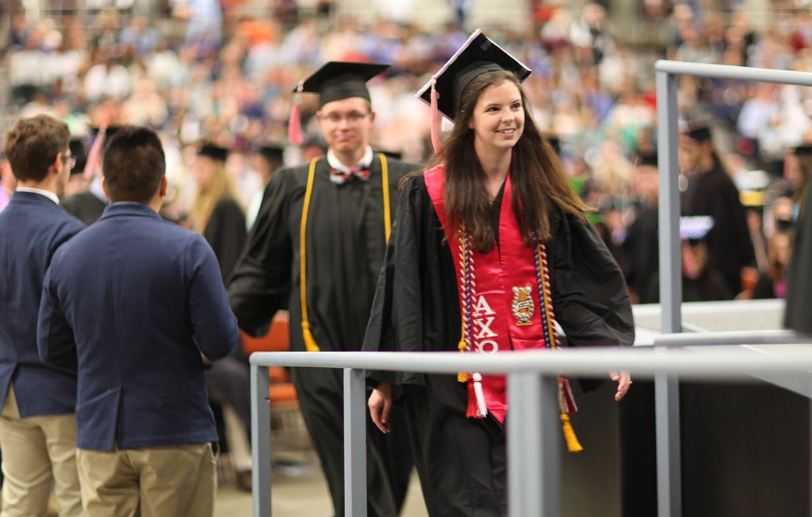 Graduating students walking