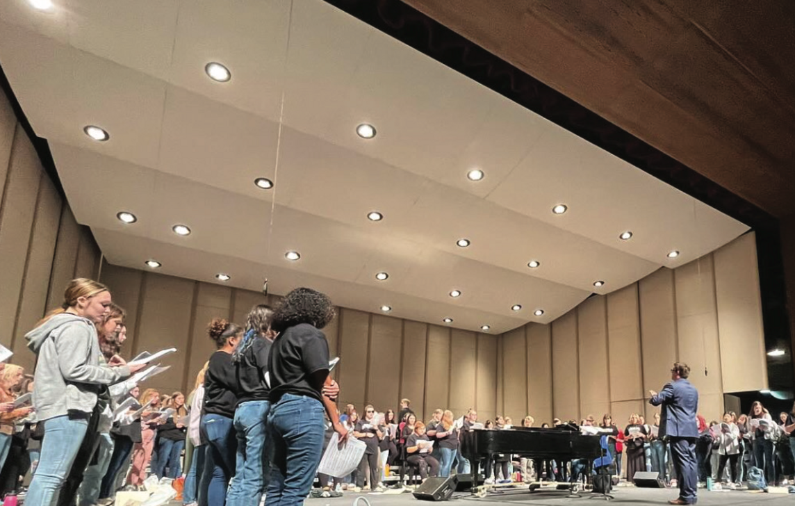 Students singing in a choir