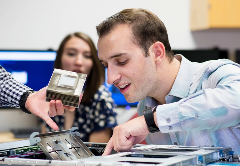 Student with computer equipment