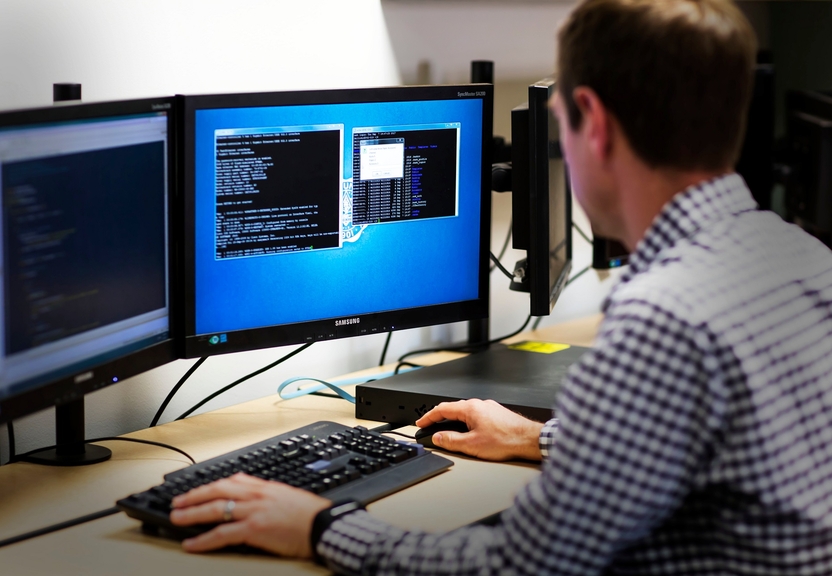 person looking at computer screen