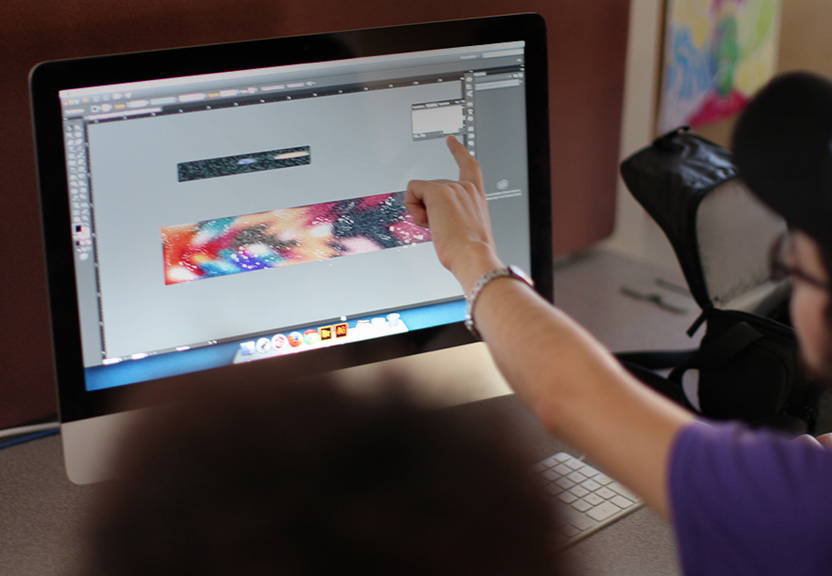 student editing an image