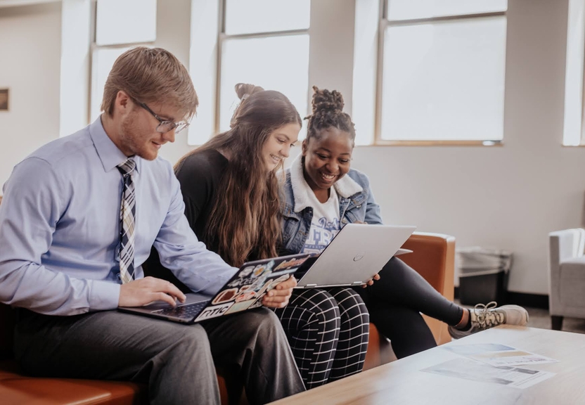 students on laptops