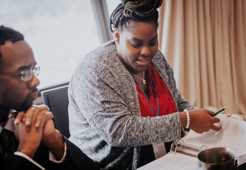 Two students working together