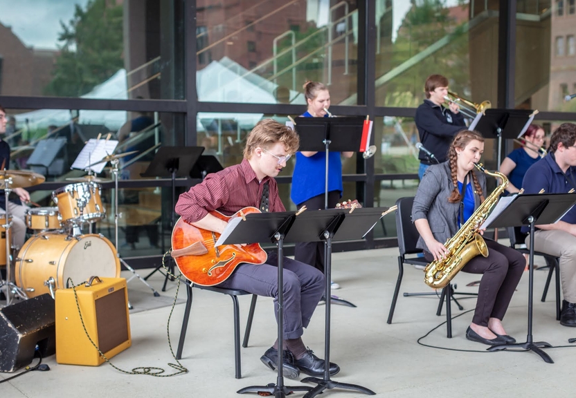 Students playing instruments