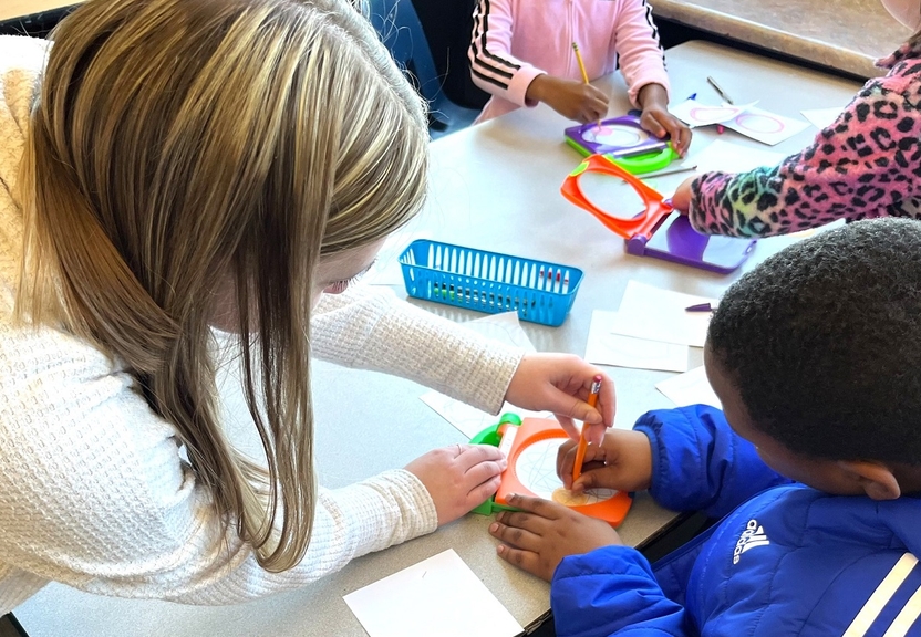 student teaching young child