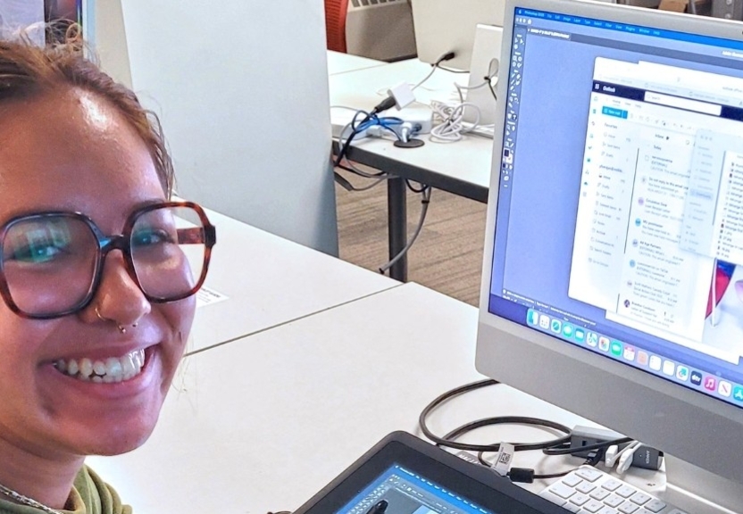 Student working with computer