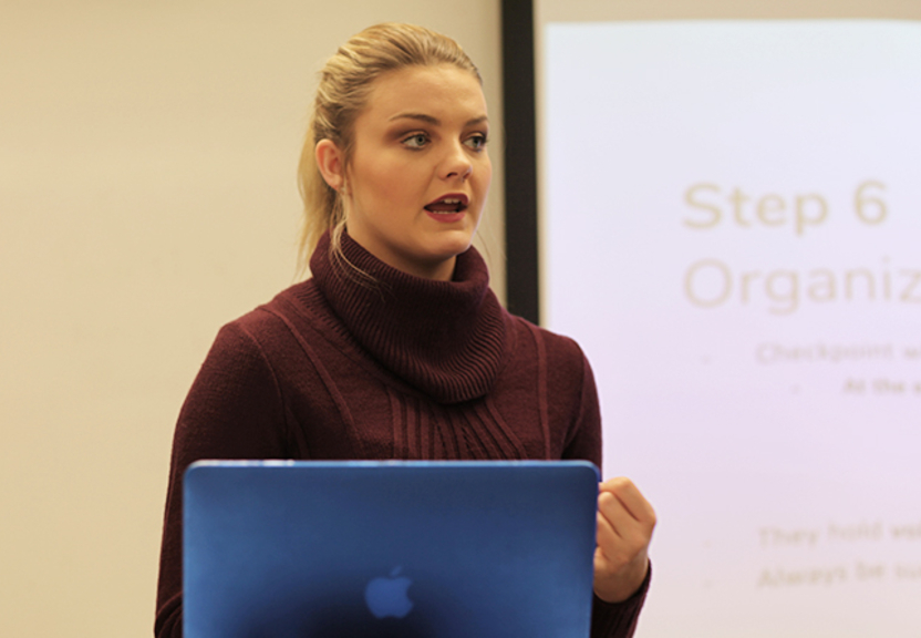 Female student presenting