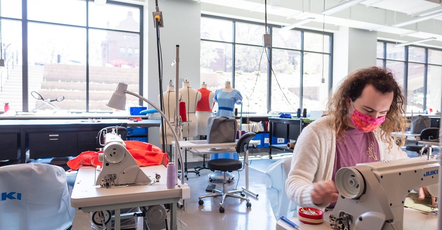 student in costume design lab
