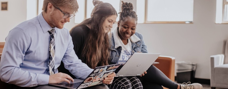 students on laptops