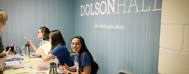 Student in Dolson Hall 
