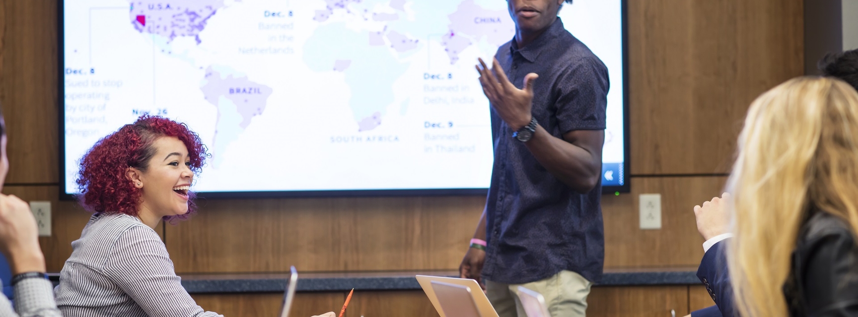 Student giving presentation 