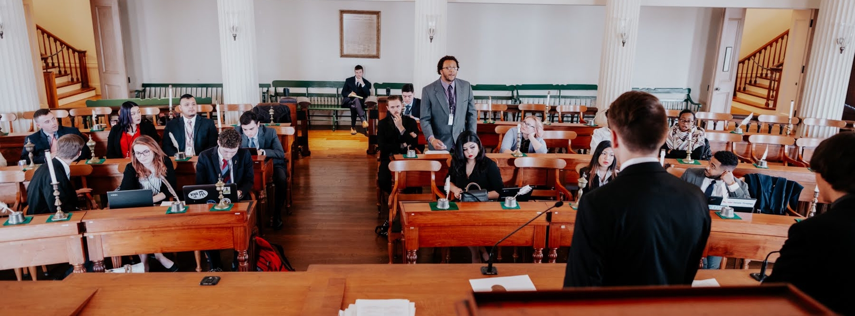 Student speaking in court room