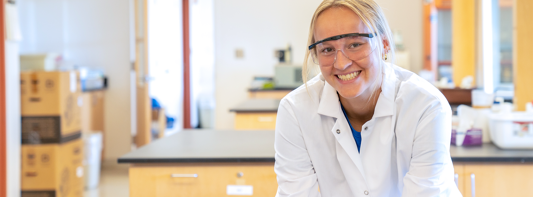 chemistry student smiling