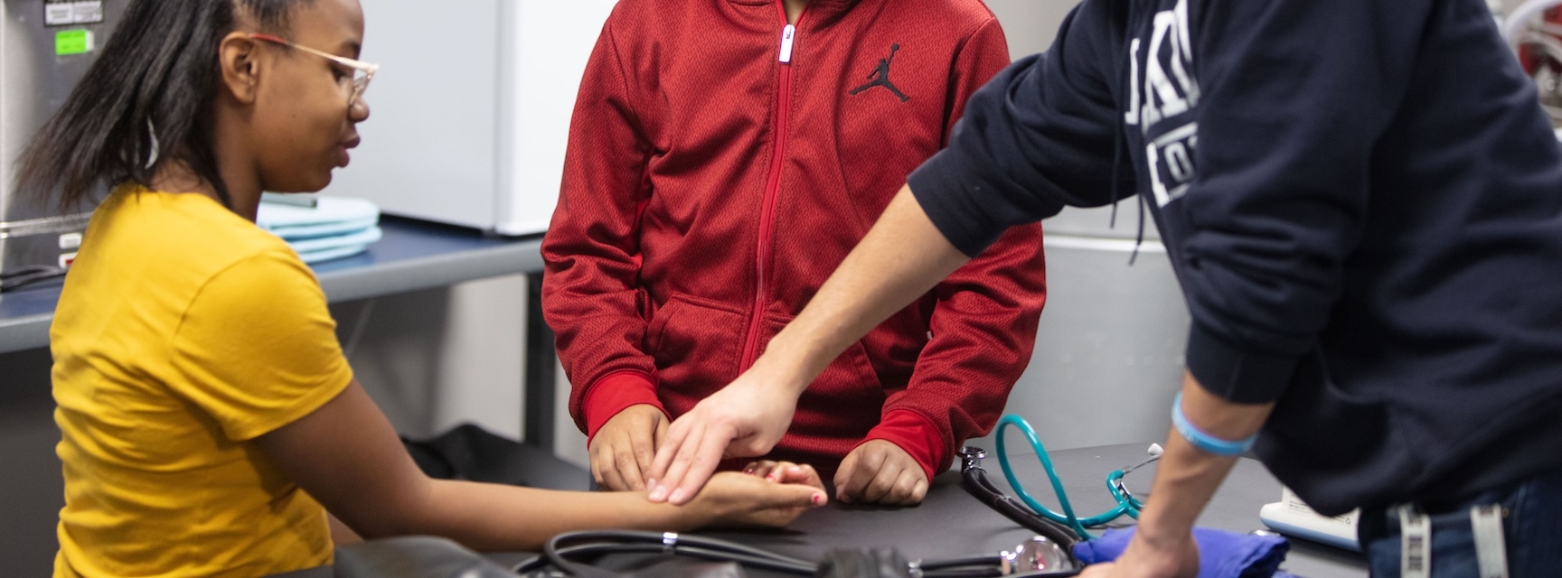 students practicing occupation therapy