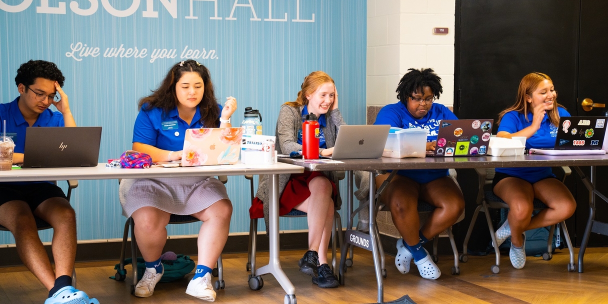 students at check-in