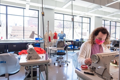 student in costume design lab