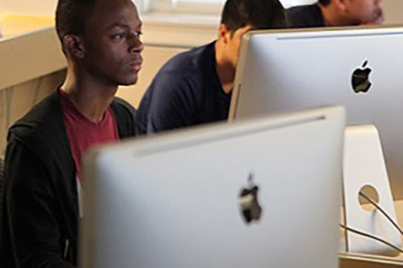 Student looking at computer screen