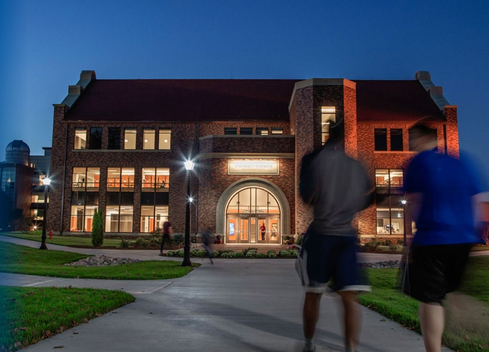 students walking on campus