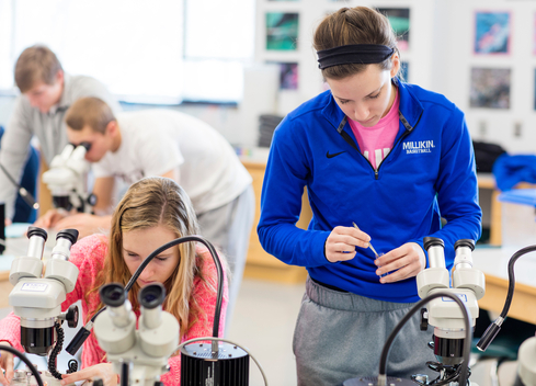 two students working in a lab