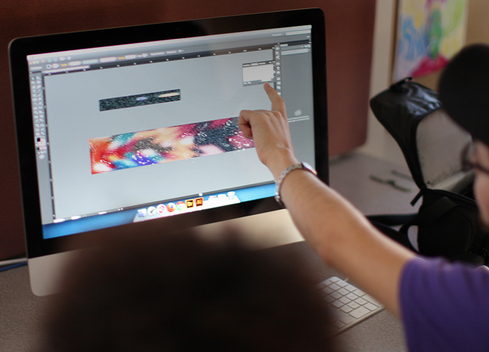 student editing an image