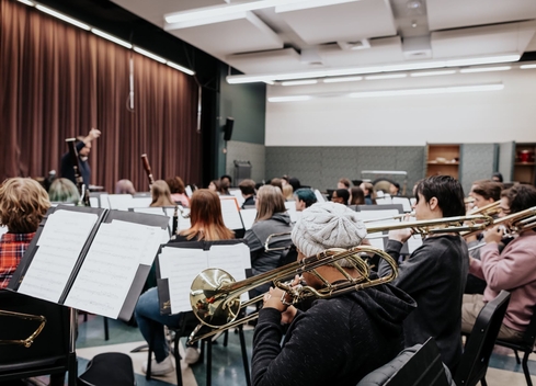 Instructor conducting students