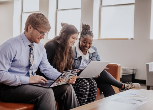 students on laptops