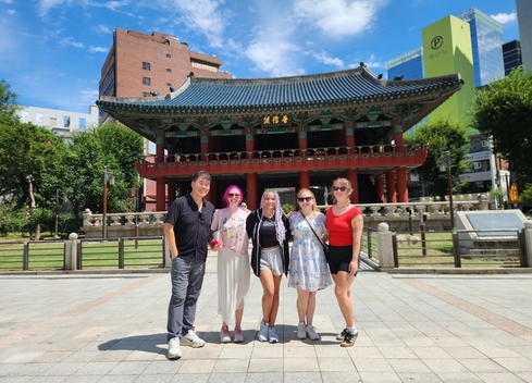 Students and faculty member in Korea