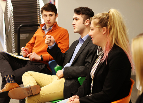 students talking